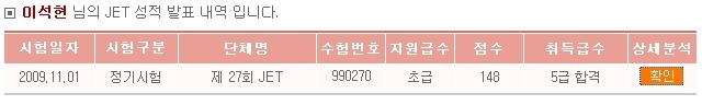 석현 JET 성적발표